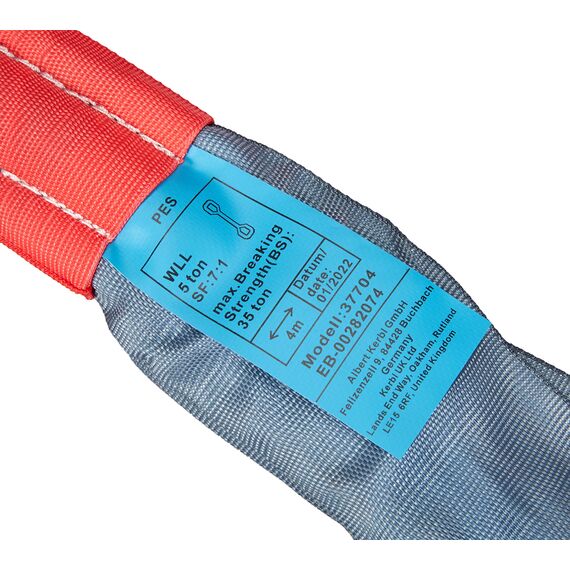 Kerbl Works Abschleppschlinge, Abschleppseil, Abschleppgurt, rot, 4m, 4cm, 35 Tonnen, Polyester, Warnfähnchen, Transporttasche