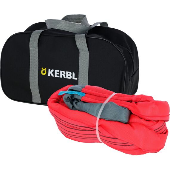 Kerbl Works Abschleppschlinge, Abschleppseil, Abschleppgurt, rot, 6m, 4cm, 35 Tonnen, Polyester, Warnfähnchen, Transporttasche