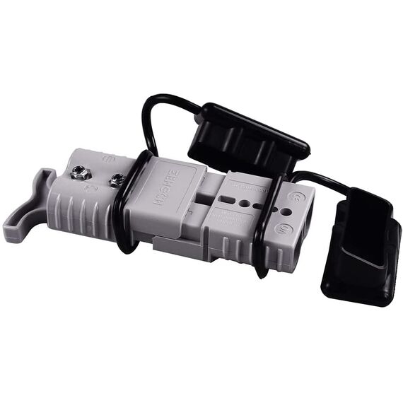 GTIWUNG 4 Stück Batterieanschluss 50A Stecker,50A 600V Quick Connect Batterie Akku Steckverbinder Schnellanschluss Stecker mit Staubschutzkappen und Schnellkupplungsgriff,für Auto,Wohnmobil,Grau