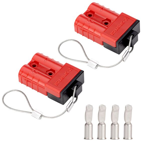 Spurtar 50A Batterie Schnelltrennstecker(2 Stück) 6 Gauge Kabelbaum 12-36V Schnellkupplung Überbrückungskabel Recovery Kit für Auto ATV Hebebühnen Motoren Anhänger, Rot