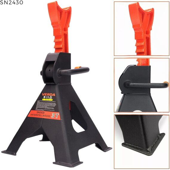 2X Unterstellböcke 3T, 295-425 mm, Wagenheber Ständer Modellwahl Wagenbock Werkstattstände Profi Reifenwechsel Abstellbock Auto Heber PKW Wohnmobil ideal für Reifenwechsel SN2430