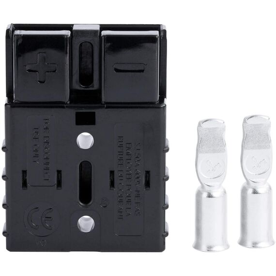 GTIWUNG Batterieanschluss 50A Stecker, 600V Anhängerkupplung für Seilwinde, Quick Connect Batterie Akku Steckverbinder Schnellanschluss Stecker mit Staubschutzkappen für Auto, Wohnmobil, Schwarze