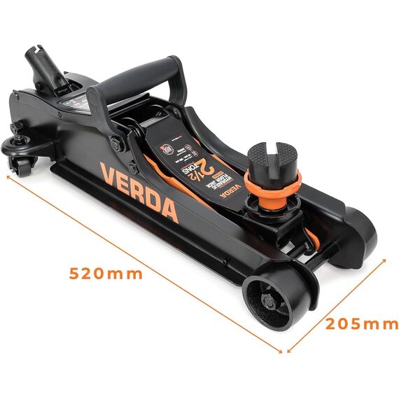 Verda Hydraulischer Wagenheber 2,5T 85-365 mm, 3X Gummiauflage, Koffer, Montagehandschuhe Autoheber Rangierwagenheber Reifenwechsel PKW Geländewagen Wohnmobil