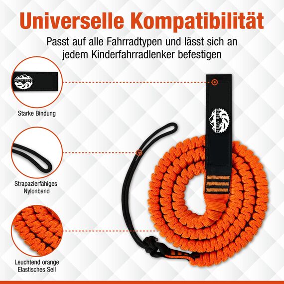 Meta Bike Fahrrad Abschleppseil für Kinder, 2.5M Abschleppsystem Zugseil, Traktionsseil Zugsystem Kinder & Erwachsene, Kinderfahrrad Mountainbike E-Bike Woom MTB