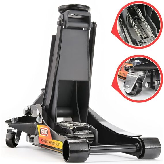 Hydraulischer Wagenheber 3T, 80-465 mm, 2X Gummiauflage, Montagehandschuhe, 2X Unterstellböcke, Wagenheber Profi Auto Heber PKW Wohnmobil ideal für Reifenwechsel SUV
