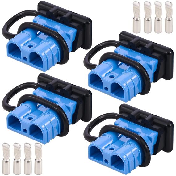 GTIWUNG Batterieanschluss Stecker 50A 600V Quick Connect Batterie Akku Steckverbinder Schnellanschluss Stecker mit Staubschutzkappen für Auto, Wohnmobil, Himmelblau