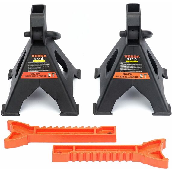 2X Unterstellböcke 3T, 295-425 mm, Wagenheber Ständer Modellwahl Wagenbock Werkstattstände Profi Reifenwechsel Abstellbock Auto Heber PKW Wohnmobil ideal für Reifenwechsel SN2430
