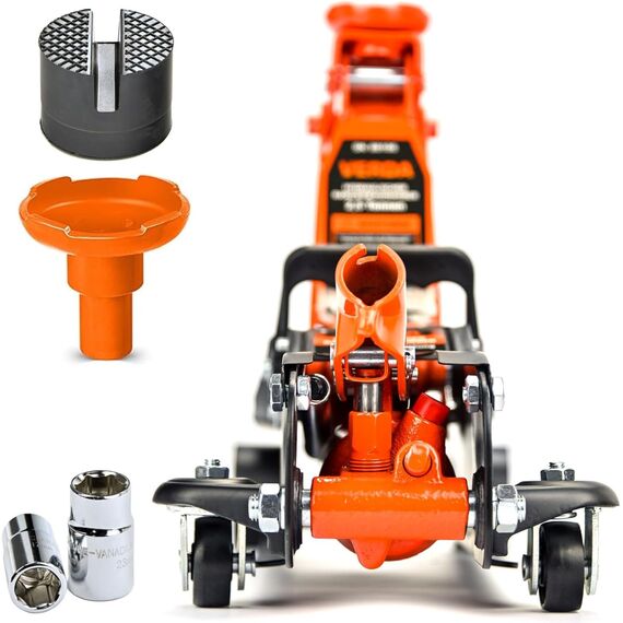 Hydrualischer Wagenheber 2,5T, 85-365mm, 3X Gummiauflage, Radmutterschlüssel, Rangierwagenheber mit Hebelstange 2in1 Auto Heber, PKW Profi Ständer, Flache, Wohnmobil Handschuhe SN88108