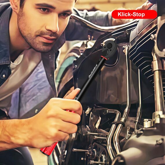 ATsafepro Drehmomentschlüssel 3/8" Set, 5-60Nm Drehmomentschlüssel Auto mit 15cm Verlängerungsstange,Adaptateur 1/4"&1/2",±3% Fehlergenauigkeit 72 Zähne Ratchet, für Auto, Moto,Fahrrad