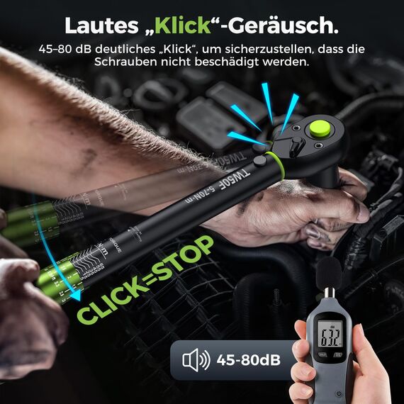 ETOOLAB 3/8" Drehmomentschlüssel, 5-70 N·m/5-49.2 lbf·ft, ±3% Fehlergenauigkeit, 72 Zähne Professioneller Drehmomentschlüssel für Autol/Fahrrad/Motorrad