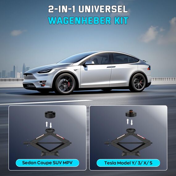 IMAYCC 3T Wagenheber Neues Upgrade, Universelle Scherenwagenheber für Auto mit Gummiauflage, Tragbarer Wagenheber mit Radmutternschlüssel, Auto-Notfallset für SUV MPV Tesla Wartung und Reparatu