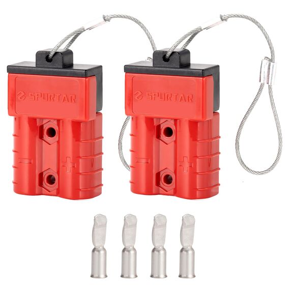 Spurtar 50A Batterie Schnelltrennstecker(2 Stück) 6 Gauge Kabelbaum 12-36V Schnellkupplung Überbrückungskabel Recovery Kit für Auto ATV Hebebühnen Motoren Anhänger, Rot