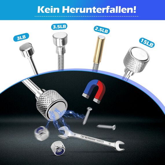 4 Stück Flexibler Stabmagnet Set, Magnetstab Teleskopmagnet mit Starkem Magnet, Magnet Teleskopstab Biegsam Teleskop MagnetStab, Werkzeug für Auto, Werkstatt, Zuhause(2.5LB, 3LB, 3.5LB,15LB)
