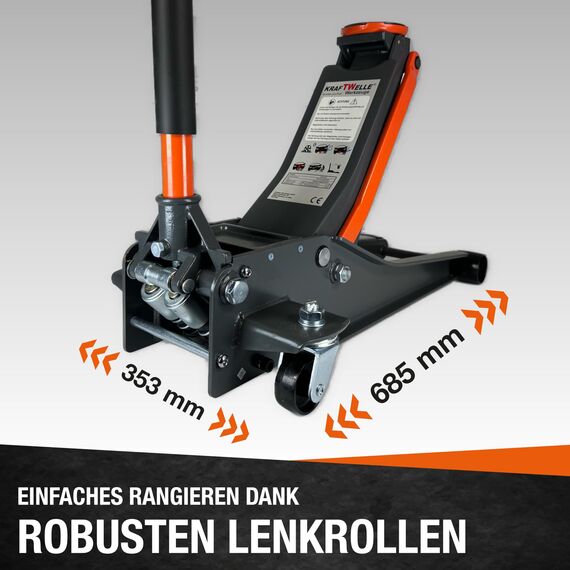 Kraftwelle 4T Rangierwagenheber extra Flach 75mm-500mm Wagenheber Jack 3000 kg KFZ Auto PKW Hydraulik Doppelkolben
