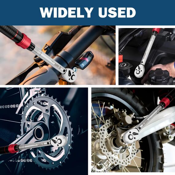 VANPO Drehmomentschlüssel 3/8 Zoll, 5-60Nm Fahrrad & Motorrad Drehmomentschlüssel Set mit 125mm Verlängerungsstange, 3/8"-1/4" Adapter für Fahrräder, Motorrad und Auto Zündkerzenwechsel