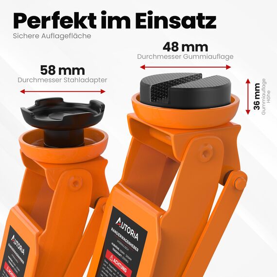 Wagenheber 2,5T extra flach – Hydraulischer Rangierwagenheber mit Transportkoffer, 3 Gummiauflagen & Adapter – Auto Wagenheber für PKW bis 2.500 kg (Orange)