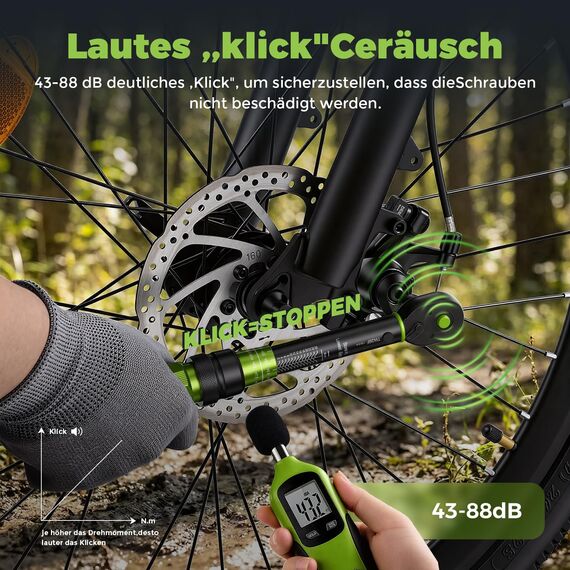 ETOOLAB 1/4" Drehmomentschlüssel Set-25tlg, ±3% Fehlergenauigkeit, 1-26 N·m/10-231,3 lbf·in, 72 Zähne Fahrrad Drehmomentschlüssel für Reifenwechsel/Motorrad/Fahrrad