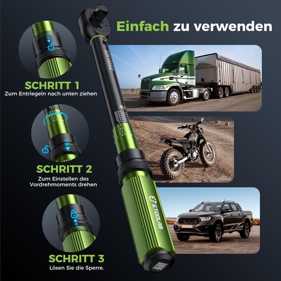 ETOOLAB 3/8" Drehmomentschlüssel, 5-70 N·m/5-49.2 lbf·ft, ±3% Fehlergenauigkeit, 72 Zähne Professioneller Drehmomentschlüssel für Autol/Fahrrad/Motorrad
