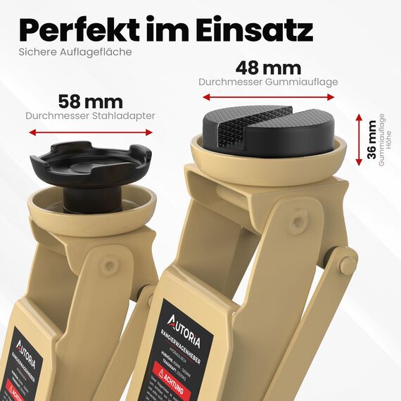 Wagenheber 2,5T extra flach – Hydraulischer Rangierwagenheber mit Transportkoffer, 3 Gummiauflagen & Adapter – Auto Wagenheber für PKW bis 2.500 kg (Beige)