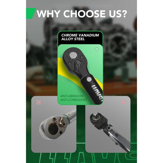 LLAVETOR Drehmomentschlüssel 3/8", Drehmoment-Schlüssel, ± 3% Genauigkeit Reifenschlüssel Tool, Fahrrad & Motorrad Drehmomentschlüssel