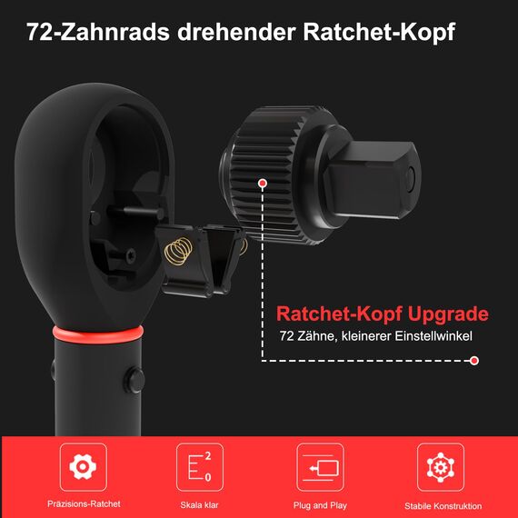 ATsafepro Drehmomentschlüssel 1/2 Zoll, 20-230 Nm 7 tlg. Drehmomentschlüssel Set mit 3 Stecknüsse (17mm, 19mm, 21mm), 1/2"-3/8" Adapter, 125 mm Verlängerungsstange, ±3% Genauigkeit