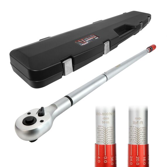 Hairich Drehmomentschlüssel 3/4 Zoll 200–800 N·m, ±3% Genauigkeit, 48-Zähne Ratschenkopf, Tragbare Aufbewahrungsbox, Torque Wrench für Auto, LKW & Traktor