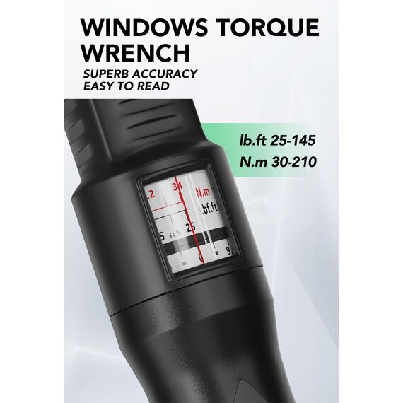 LLAVETOR Drehmomentschlüssel 1/2", 30-210 Nm Drehmomentschlüssel 8tlg. Set,± 3% Fehlergenauigkeit,72-Zahn-Drehmomentschlüssel für Motorrad, Auto, LKW Reparatur