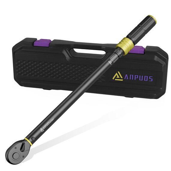 ANPUDS Drehmomentschlüssel 1/2 Zoll, 50-350 Nm, ±3% Zertifizierte Genauigkeit, 72 Zähne Umschaltknarre, Profi KFZ Drehmoment-Schlüssel für Radwechsel, Auto, LKW & Traktor, inkl. Box