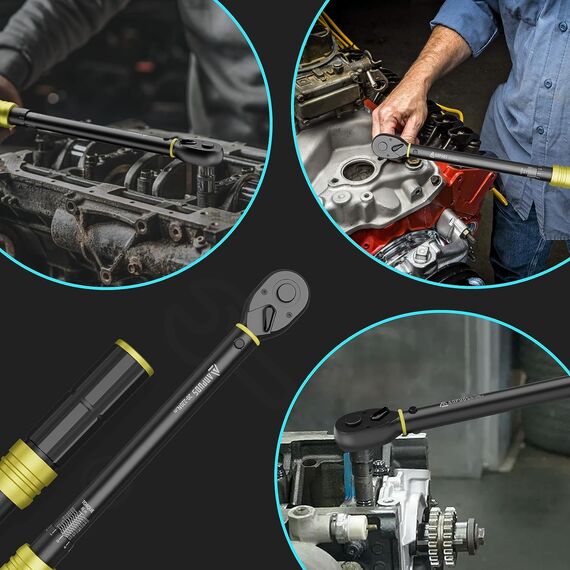 ANPUDS Drehmomentschlüssel 1/2 Zoll 20-220 Nm, Klick Drehmomentschlüssel Auto für Reifenwechsel & Radmuttern Anziehen, Präzise ±3% Fehlergenauigkeit, 72 Zähne Ratsche, KFZ Werkzeug