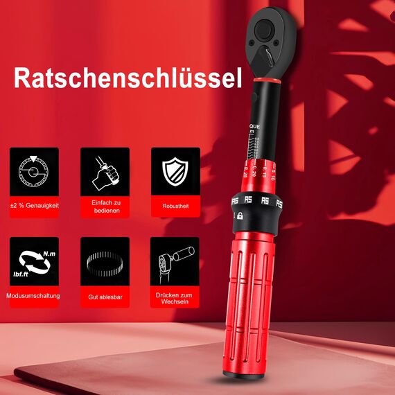 ATsafepro Drehmomentschlüssel 1/4 Zoll 1-8NM, Drehmomentschlüssel Klein für Fahrrad,Motorrad, ±3% Hochpräziser Drehmomentschlüssesls mit 72 Zähnen
