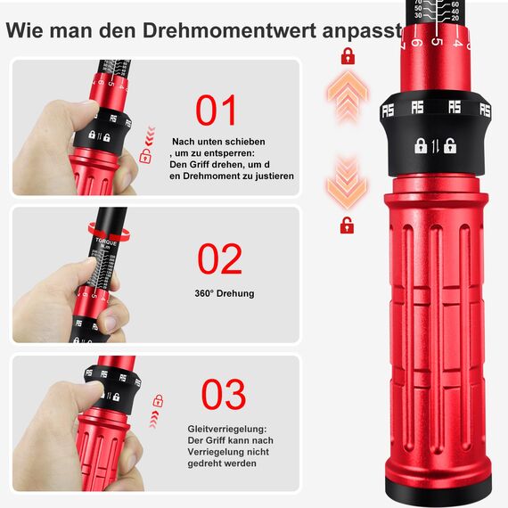 ATsafepro Drehmomentschlüssel 1/2 Zoll, 20-230 Nm 7 tlg. Drehmomentschlüssel Set mit 3 Stecknüsse (17mm, 19mm, 21mm), 1/2"-3/8" Adapter, 125 mm Verlängerungsstange, ±3% Genauigkeit