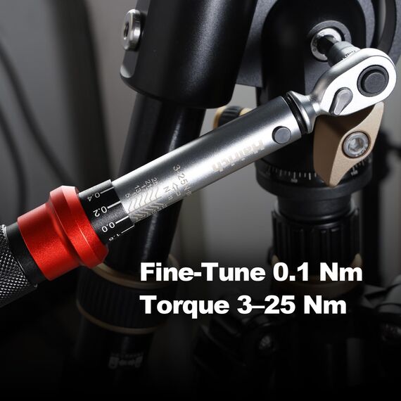 Hairich Drehmomentschlüssel Fahrrad 1/4 Zoll, 3-25Nm, Klein Torque Wrench Set, ±3% Fehlergenauigkeit Drehmoment-Schlüssel mit 72 Zähne Wende Ratschenkopf