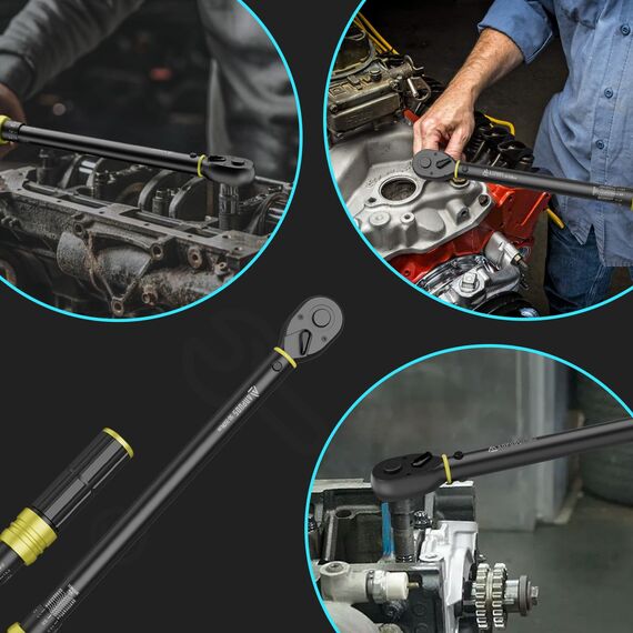 ANPUDS Drehmomentschlüssel 1/2 Zoll, 50-350 Nm, ±3% Zertifizierte Genauigkeit, 72 Zähne Umschaltknarre, Profi KFZ Drehmoment-Schlüssel für Radwechsel, Auto, LKW & Traktor, inkl. Box