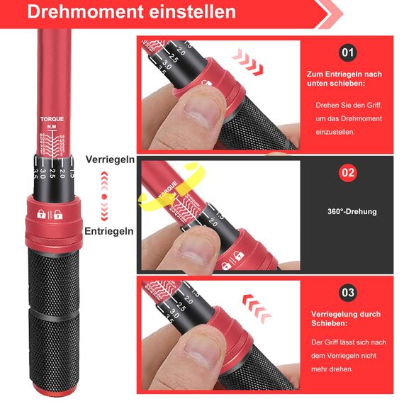 ATsafepro Drehmomentschlüssel 3/8 Zoll, Drive Click 5-60 Nm Drehmomentschlüssel Auto, Dual Direction Einstellbare 72 Zähne Fahrrad Drehmomentschlüssel für Fahrrad und Motorrad Auto Wartung