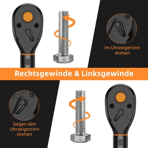 3/8 Zoll Drehmomentschlüssel, 72 Zähne Wende Ratschenkopf, 5-60 Nm Torque Wrench Set für Fahrrad, Motorrad und Auto Zündkerzen Wechsel, mit 3/8" auf 1/4" Adapter, 3/8" Universalgelenk, 75mm Verlängeru