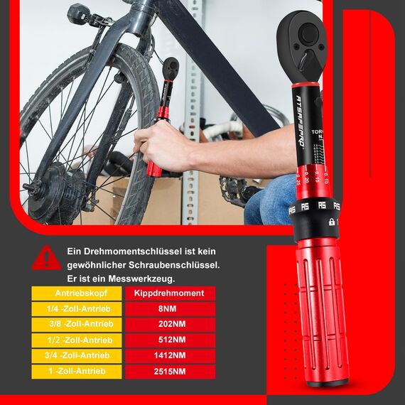 ATsafepro Drehmomentschlüssel 1/4 Zoll 1-8NM, Drehmomentschlüssel Klein für Fahrrad,Motorrad, ±3% Hochpräziser Drehmomentschlüssesls mit 72 Zähnen