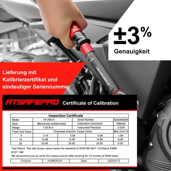 ATsafepro 14-Tlg Klein Drehmomentschlüssel Fahrrad 1–25 NM 1/4'', Drehmoment Schlüssel Auto Set, 72-Zahn-Zweiseitig Verstellbar, Mit Verlängerungsstange, 3/8 Zoll-Adapter Und Steckdosenbits
