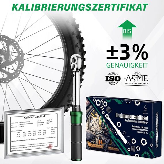 ss shovan 21TLG Drehmomentschlüssel Fahrrad, 1/4 Zoll 2-24 Nm Torque Wrench Set, 72 Zähne Umschaltknarre, ± 3% Fehlergenauigkeit, Ratschenkasten inklusive 3/8" Adapter, Phillips Hex und Torx Bits