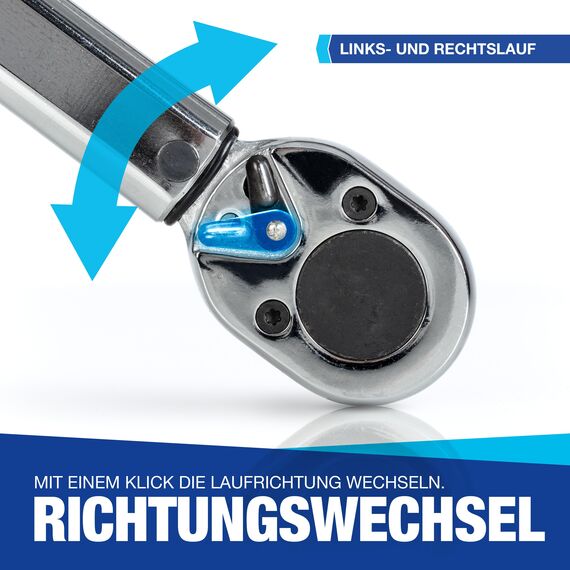 NTG Drehmomentschlüssel 1/2" Zoll 40-210 Nm inkl. 3 Stecknüsse 17 | 19 | 21mm inkl. Verlängerung + Schoneinsätze für Alufelgen - für Auto Motorrad SUV Van