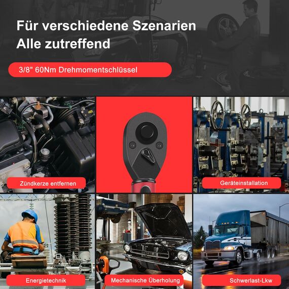 ATsafepro Drehmomentschlüssel 3/8 Zoll, Drive Click 5-60 Nm Drehmomentschlüssel Auto, Dual Direction Einstellbare 72 Zähne Fahrrad Drehmomentschlüssel für Fahrrad und Motorrad Auto Wartung