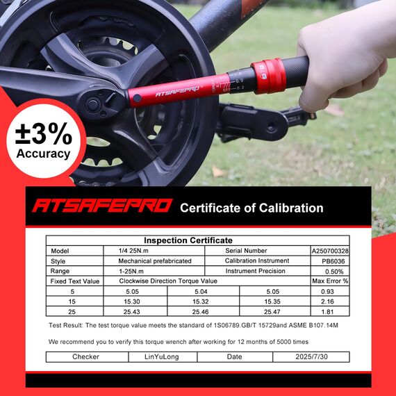 ATsafepro 61-Tlg Drehmomentschlüssel Fahrrad 1/4 Zoll, 1-25 Nm Drehmoment schlüssel Auto, mit 40 Bits, Verlängerung,3/8''Adapter und einem Schraubendreher, Genauigkeit ± 3%