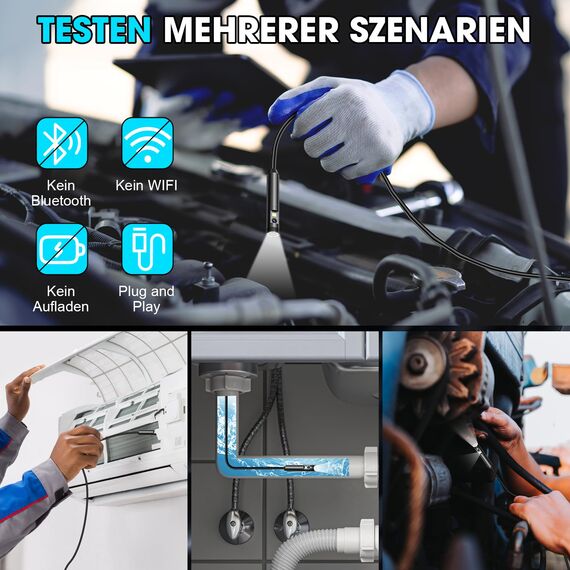OneAmg Endoskopkamera mit Licht,1920P HD Doppellinse Endoskopkamera Handy mit 8 +1 LED Wasserdichtes IP67 Inspektionskamera Kein WLAN Erforderlich Endoskop Kamera für Android & iOS (16.4 ft/5m)