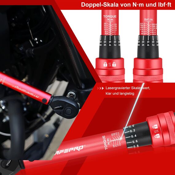 ATsafepro Fahrrad Drehmomentschlüssel 3-25 Nm, 1/4 Drehmomentschlüssel Klein, Drehmoment schlüssel Fahrrad mit dualer Richtungsverstellung und 72 Zähnen für Fahrrad und Motorrad wartung