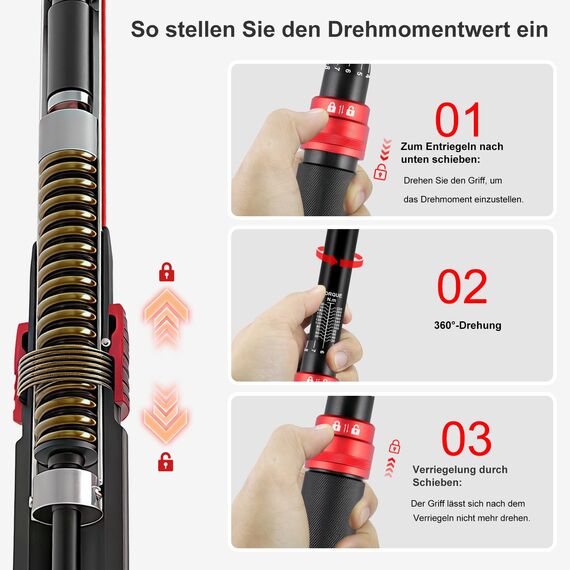 ATsafepro Drehmomentschlüssel 1/2 Zoll, Drehmomentschlüssel Auto 20-230 Nm mit 3/8 Zoll Adapter, hohe Genauigkeit ±3% Geeignet für die Reparatur von Auto, Motorrad und LKW