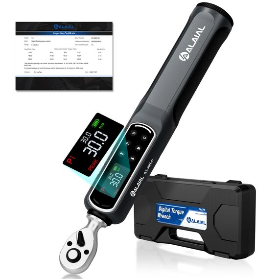 ALAIAL Digitaler Drehmomentschlüssel 1/4 Zoll, 0.5-30Nm Drehmomentschlüssel Digital mit Vibrationen, LED-Anzeige, Summer, Elektronischer Knarren-Schlüssel für Reparatur von Motorrad, Fahrrad