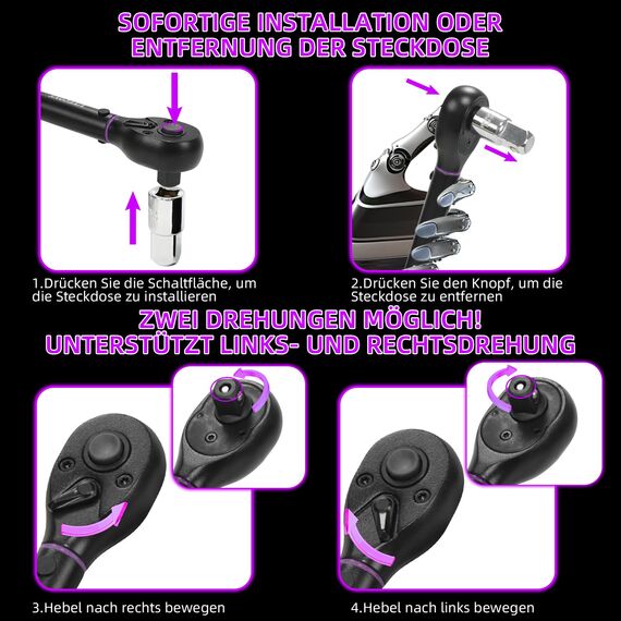 UYECOVE Drehmomentschlüssel 3/8" 5-60Nm Purple
