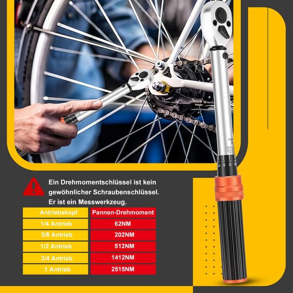ATsafepro 15PCS Drehmomentschlüssel Fahrrad Set 1/4 Zoll, Drehmomentschlüssel klein 5-25 Nm 72 Zahn Stahl，Motorrad Torque Wrench Klein für Fahrrad und Motorrad Wartung