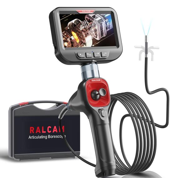 Ralcam Endoskopkamera mit Licht Endoscope Camera - 360° Endoskop Schwenkbarer 4,3" HD 720P Inspektionskamera mit Licht Rohrkamera, Kameras mit 6 LED, IP67 (6,2mm Sonde/2M)