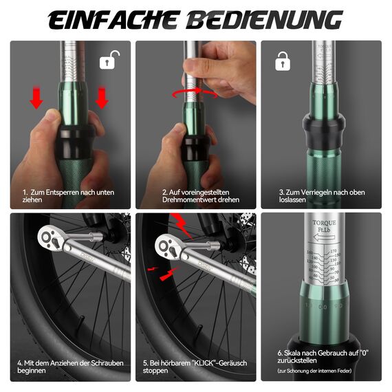 DISEN 1/4" Drehmomentschlüssel 2-15Nm, ±3% Fehlergenauigkeit 72 Zähne Wende-Ratsche, Professionell für für Präzisionsmaschinen, elektronische Geräte, Fahrradwartung