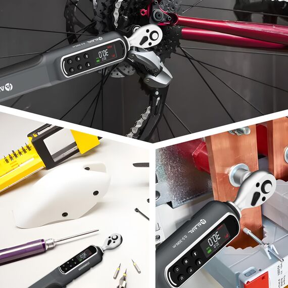 ALAIAL Digitaler Drehmomentschlüssel 1/4 Zoll, 0.5-30Nm Drehmomentschlüssel Digital mit Vibrationen, LED-Anzeige, Summer, Elektronischer Knarren-Schlüssel für Reparatur von Motorrad, Fahrrad